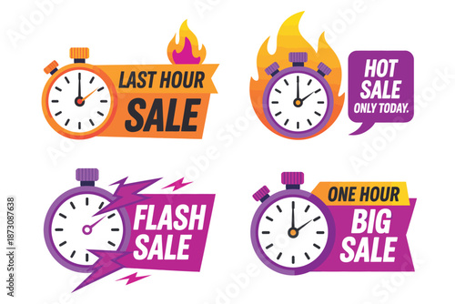 Sale countdown timers promote hot deals and last hour offers.