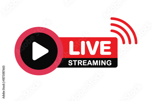 Live streaming icon with play button and signal waves.