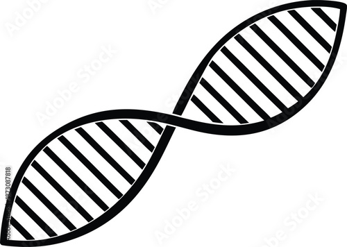 Stylized double helix DNA structure, Genetic code biological molecule icon