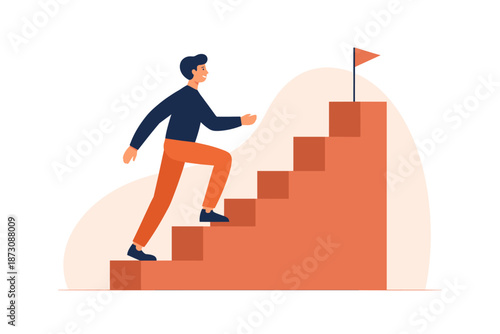 Male achieving goals: climbing steps towards success