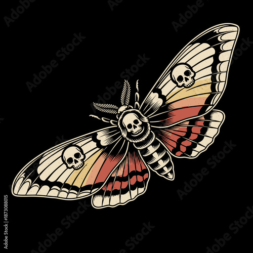 Death Head Moth Skull Symbolism Tattoo Art.