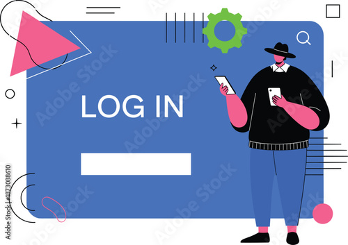 User Login and Authentication Concept Illustration with Modern Character and Secure Access Interface for Website, App, and Digital Account Systems Flat Vector Design