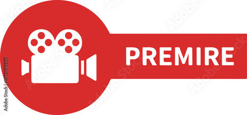 Premiere movie camera film icon red.