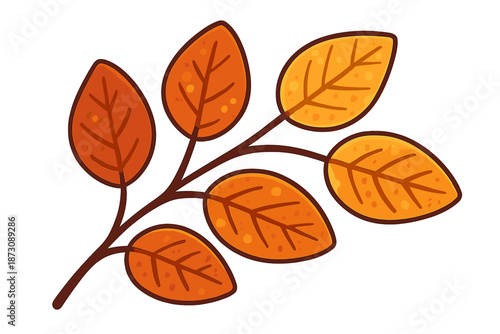 Colorful autumn leaves on a branch in a simple illustration without background or extra details