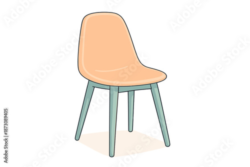 Photos Simple chair design with orange seat and blue legs standing on a white backgroun
