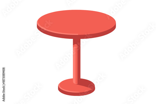 Round red table placed on a white background for clear visibility and focus on design