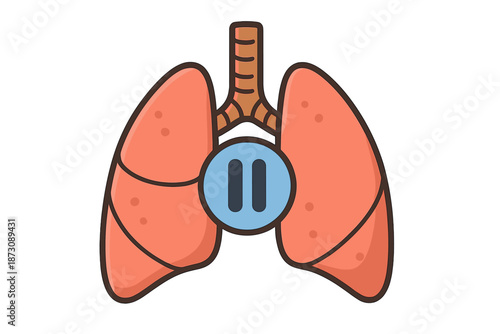 Illustration of lungs with a pause symbol in the center representing a break in breathing or respiratory function