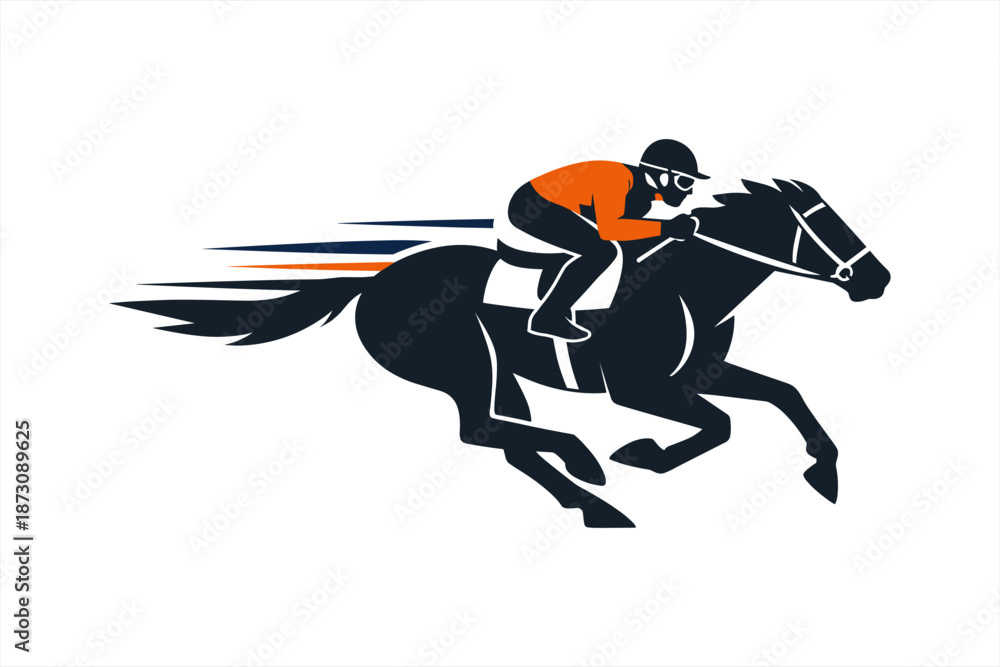 Obraz premium Dynamic racehorse and jockey illustration in motion
