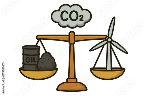 Balancing carbon emissions with renewable energy and fossil fuels at a conceptual level