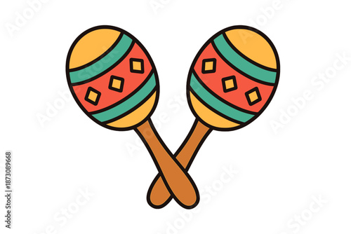 Colorful maracas on a white background ready for a music session or dance event in a festive setting
