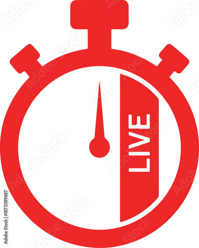 Red Stopwatch Icon Symbolizing Live Broadcast or Event.