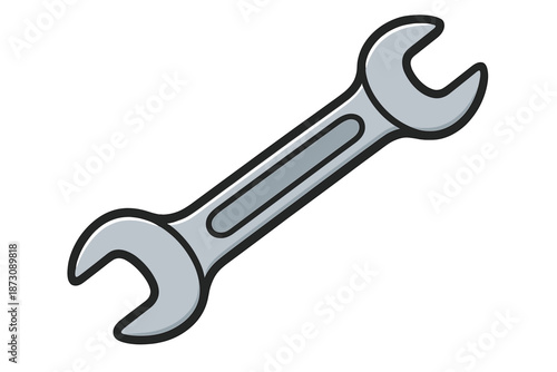 Wrench on a white background showing basic tool design and structure used for mechanical tasks