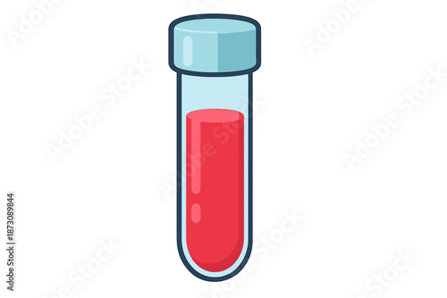 Red liquid in a clear test tube on a plain background with no labels