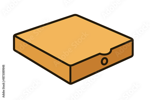 Light brown box with a small opening located on a flat surface indicating storage or packaging purpose