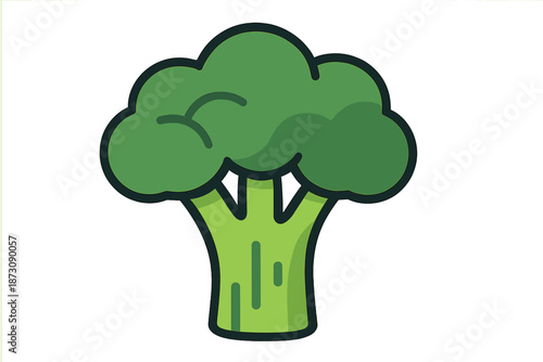 Broccoli with green stems showing details of the vegetable and its unique shape in a simple design