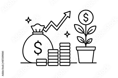 Growing wealth through savings and investment in financial concepts and growth strategies