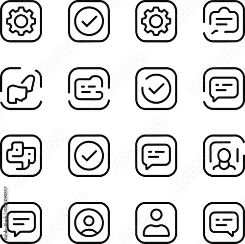 Set of icons for settings and communication