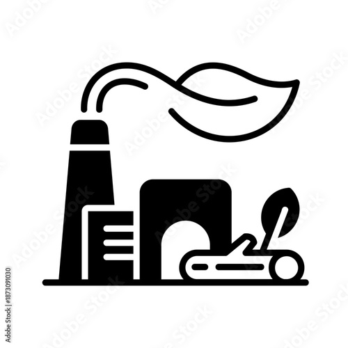 Biomass energy plant outline vector icon
