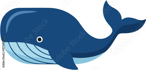 Blue Whale Cartoon Illustration.