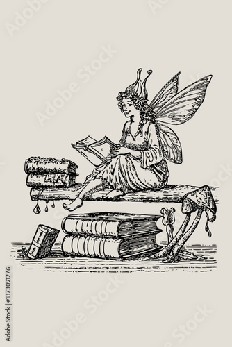 Whimsical Fairy Organizing Enchanted Books