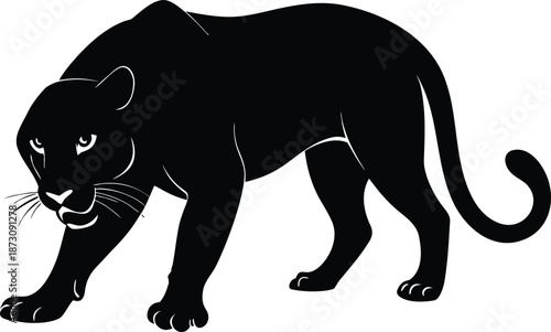 Black panther predatory feline stalking vector illustration art Vector