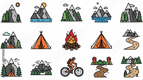set of camping icons