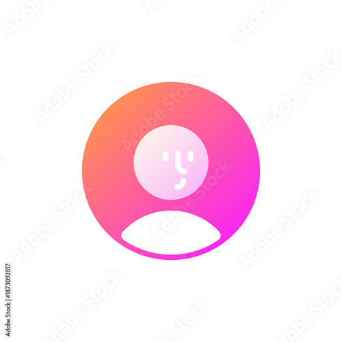 User profile avatar icon with modern gradient style, minimalist face silhouette representing personal account, identity, profile picture and social presence, representing biometric authentication.