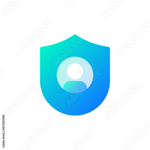 User profile security shield icon representing privacy protection, account safety, authentication and secure access design. vector illustration