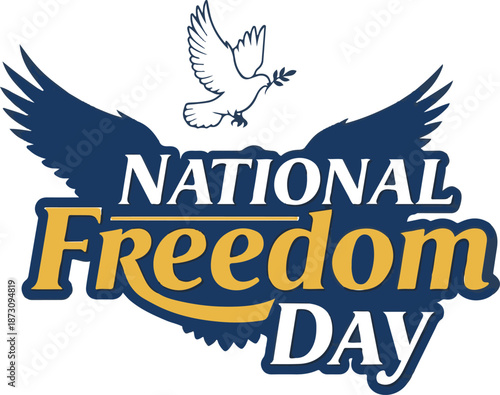 National freedom day logo with eagle and dove