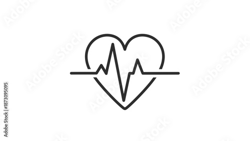 Heartbeat line inside heart shape in minimalist style  