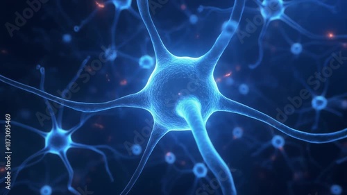 Neurons glowing in digital network