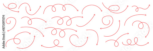 Hand drawn curved and straight arrow set. Black grunge sketch arrow collection. Doodle sketched pointers and direction lines. Wavy and zigzag brush stroke bundle for flyer, poster, brochure. Vector