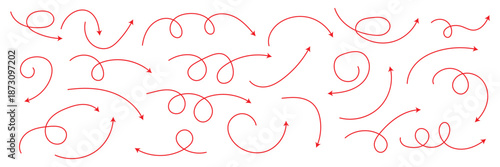 Hand drawn curved and straight arrow set. Black grunge sketch arrow collection. Doodle sketched pointers and direction lines. Wavy and zigzag brush stroke bundle for flyer, poster, brochure. Vector