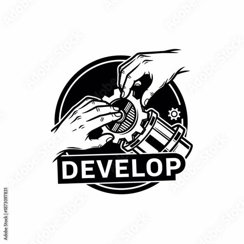 Hands holding camera lens with film developing concept