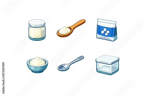 Food and cooking icon set. Featuring ingredients, spices, meals, utensils, containers, and preparation tools.