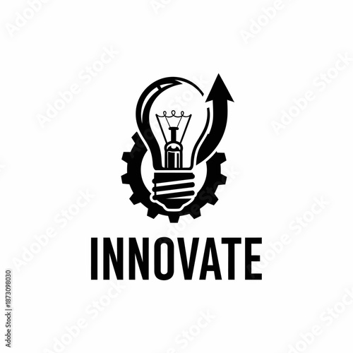Innovative Idea Generation with Lightbulb and Gear Mechanism Illustration