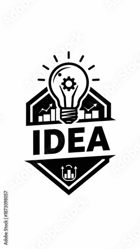 Innovative Idea Illustration Featuring Lightbulb and Graphs