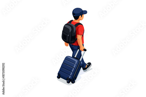 Travel and luggage icon set. Featuring suitcase, backpack, traveler, journey, adventure, airport, boarding, flight and more.