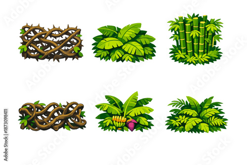 Nature and Plants Icon Set. Containing foliage, greenery, bamboo, vines, leaves, shrubs, flora, and more.