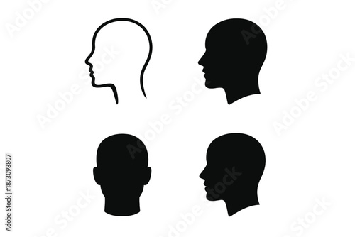 Human silhouettes icon set. Including profile, outline, face, head, figure, shape, representation, shadow and more.