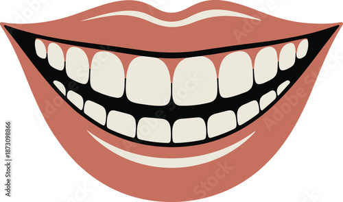 Simple abstract illustration of a cheerfully smiling mouth shape