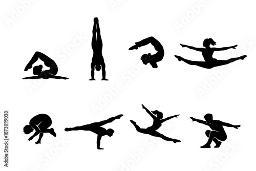 Fitness and sports icon set. Containing athlete, exercise, training, gym, movement, strength, flexibility, health and more.