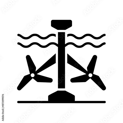 Tidal energy turbine outline vector icon