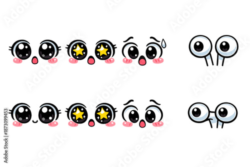 Emotion and facial expression icon set. Containing happiness, sadness, surprise, anger, love, joy, fear, disgust, and more.
