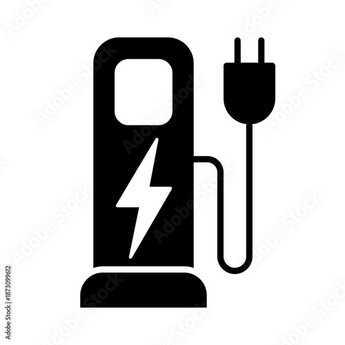 EV charging station outline vector icon