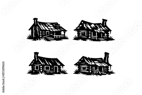 House and Home icon set. Containing cottage, residence, shelter, dwelling, building, architecture, property, rustic, cabin, bungalow, structure,