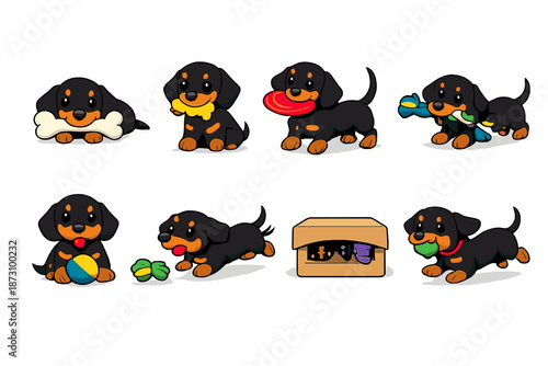 Pet and animal icon set. Containing dog, playful, fetch, toys, pet, puppy, bone, box, ball, action, fun, family, companion, wagging, collar, joy, tail