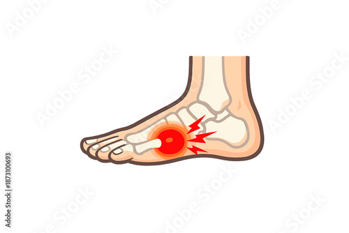 Health and Medical Icons Set: Foot, Pain, Injury, Anatomy, X-ray, Bone, Treatment, Therapy, Symptom, Recovery, Wellness, Exam, Assessment, Clinic,