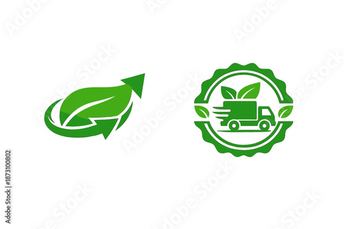 Eco-Friendly Icons Set: Featuring Sustainability, Recycling, Green Energy, Leaf, Organic, Nature, Clean and More