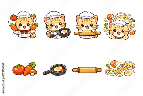 Culinary and Cooking Icon Set. Containing chef, ingredients, vegetables, meal, kitchen, cooking, recipes, food and more.